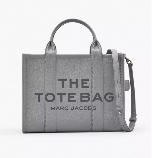 Marc Jacobs Leather Medium Tote Bag-Wolf Grey