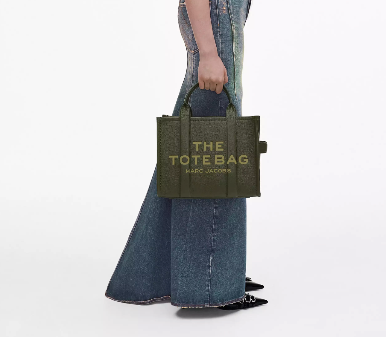 Marc Jacobs Leather Medium Tote Bag-Forest