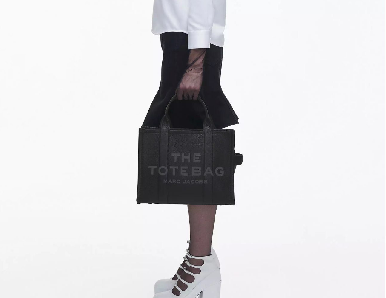 Marc Jacobs Leather Medium Tote Bag-Black
