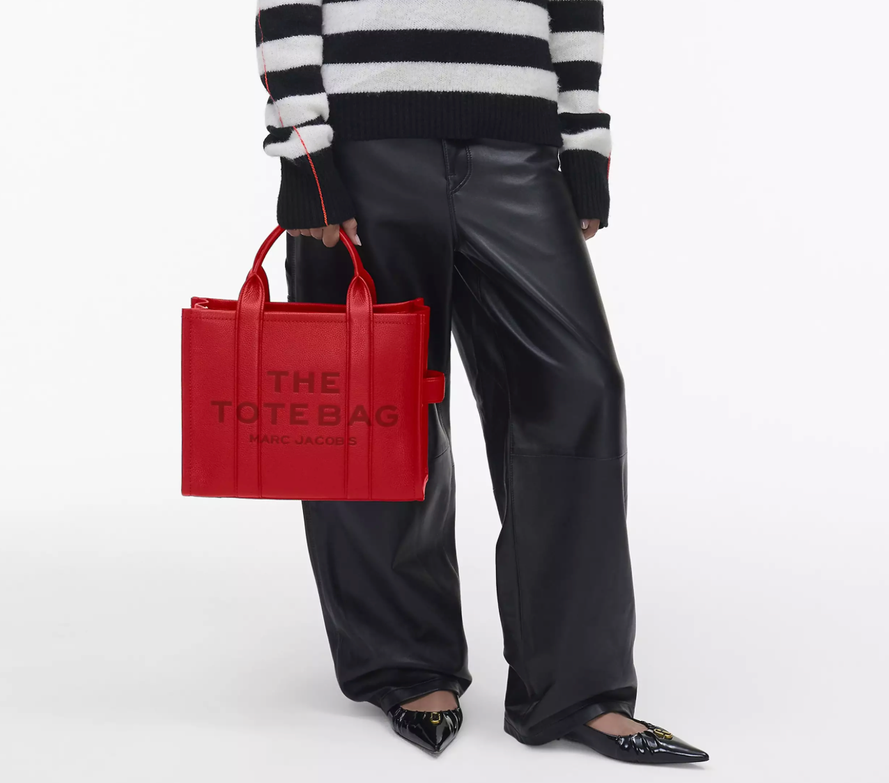 Marc Jacobs Leather Medium Tote Bag-True Red