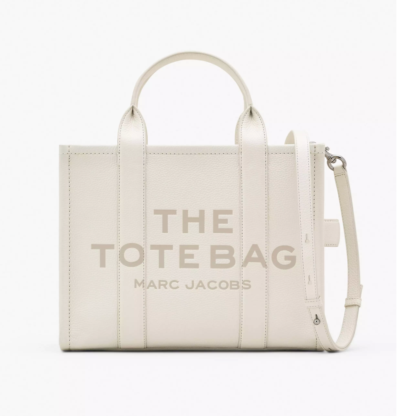 Marc Jacobs Leather Medium Tote Bag-Cotton/Silver