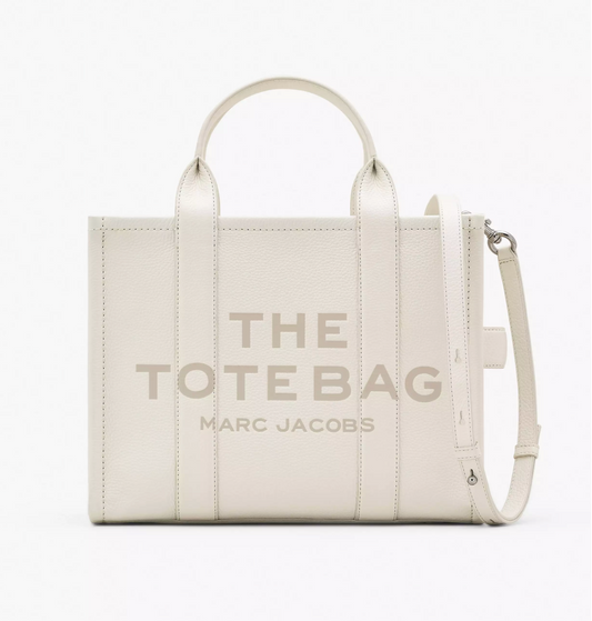 Marc Jacobs Leather Medium Tote Bag-Cotton/Silver