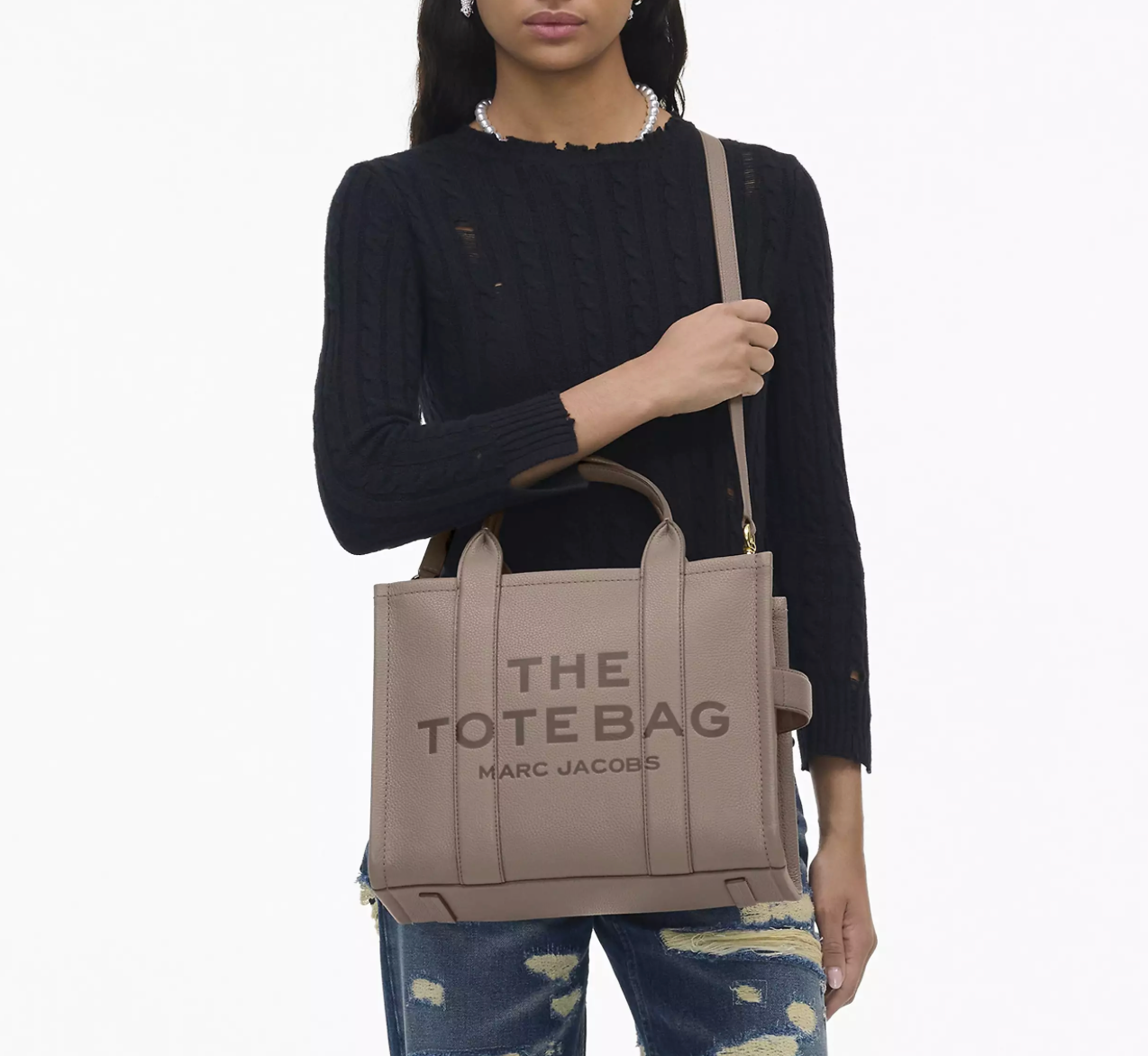 Marc Jacobs Leather Medium Tote Bag-Cement