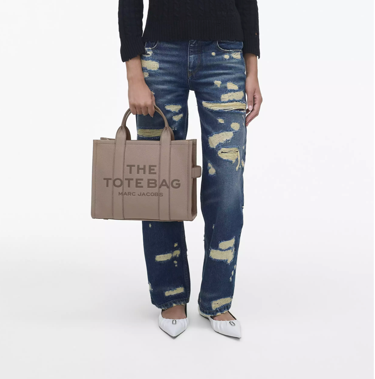 Marc Jacobs Leather Medium Tote Bag-Cement