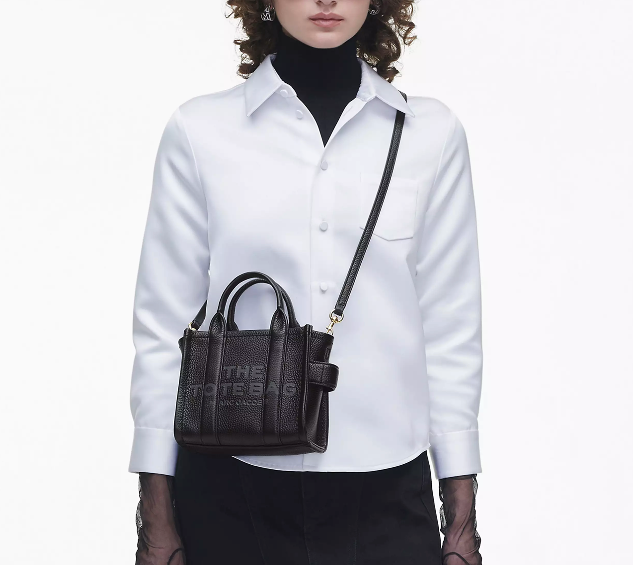 Marc Jacobs The Leather Crossbody Tote Bag-Black