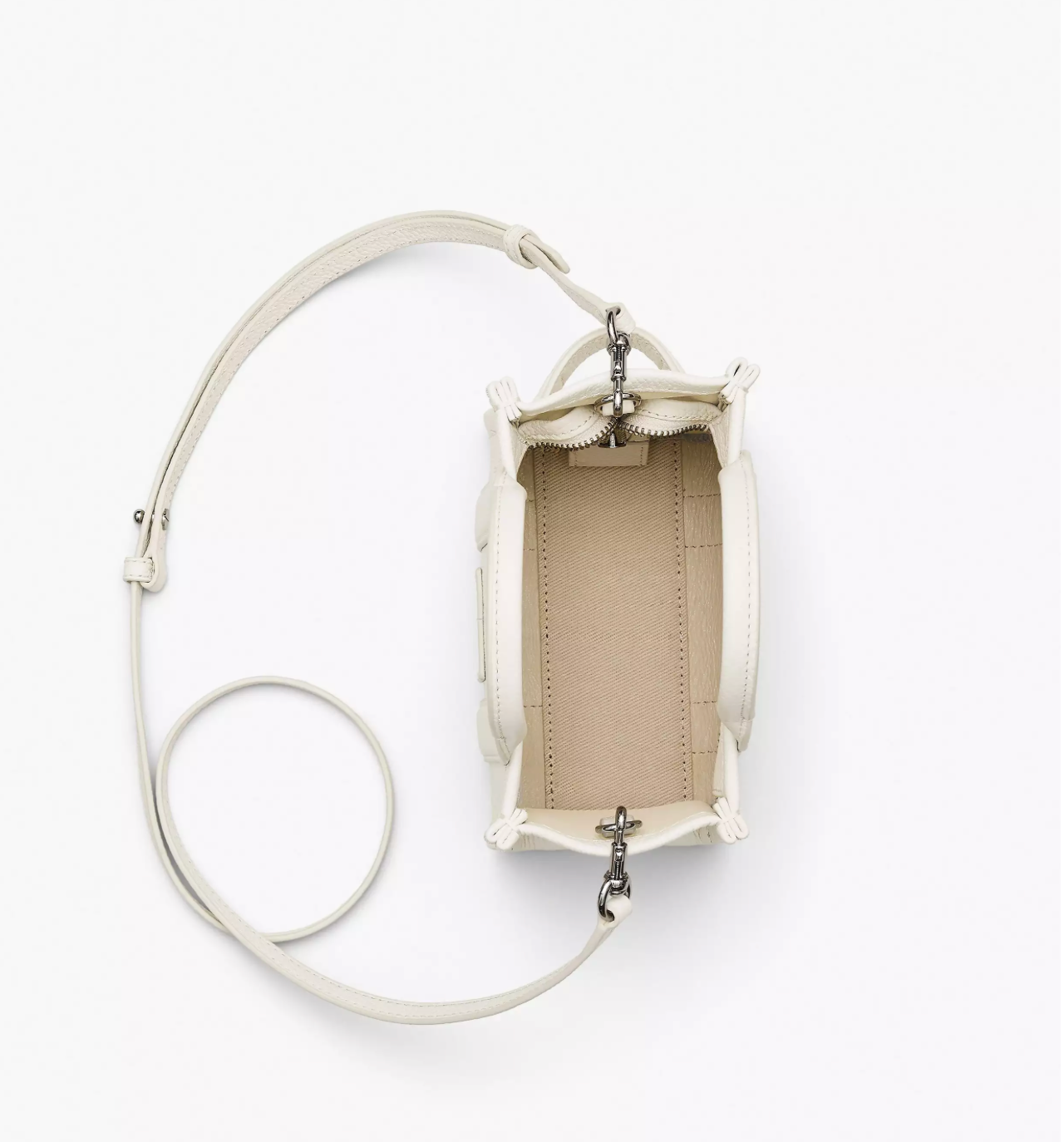 Marc Jacobs The Leather Crossbody Tote Bag-Cotton/Silver