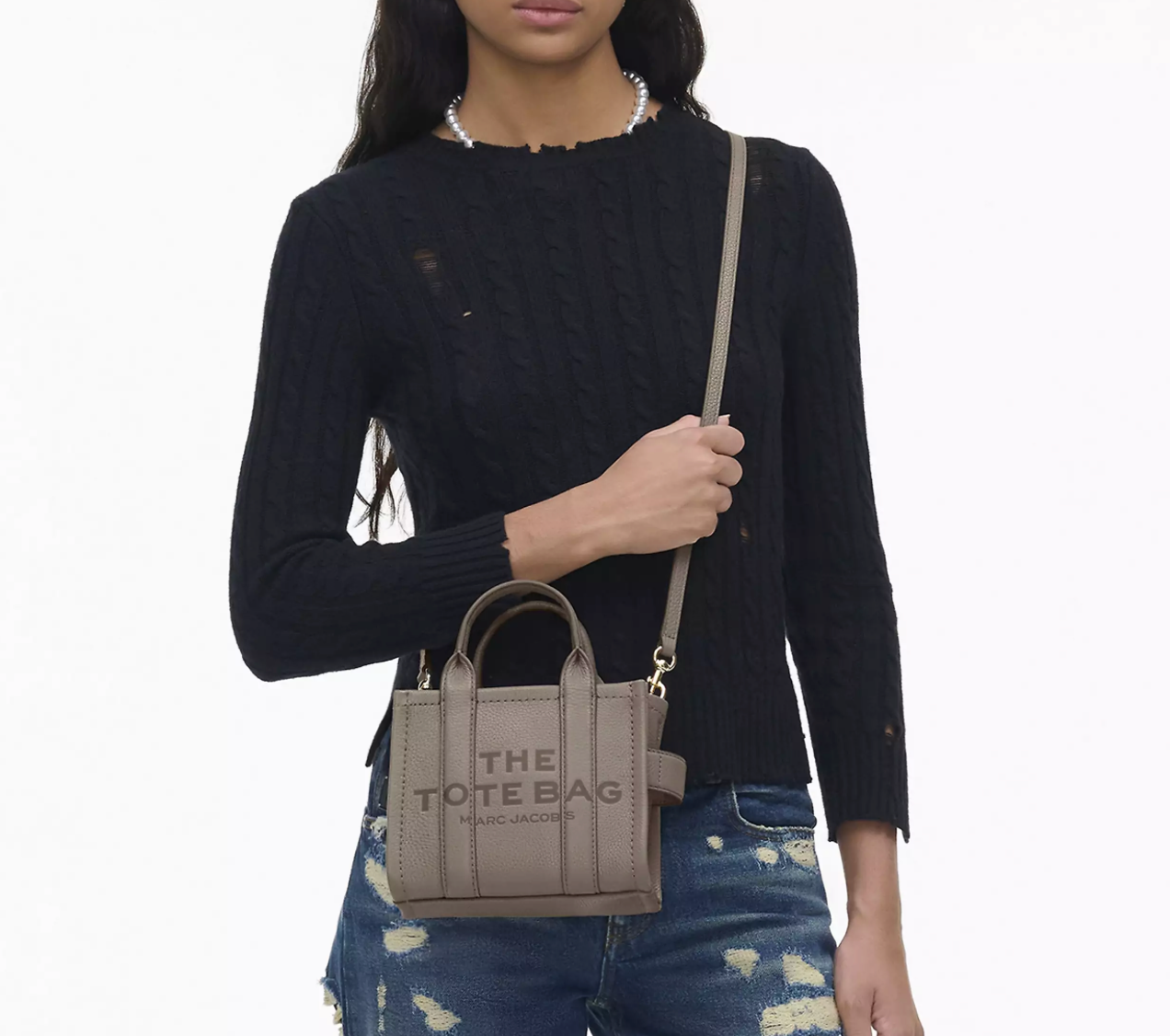 Marc Jacobs The Leather Crossbody Tote Bag-Cement