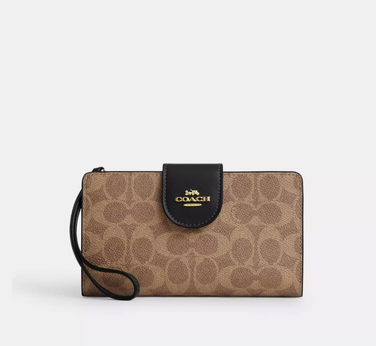 Coach Phone Wallet In Signature Canvas