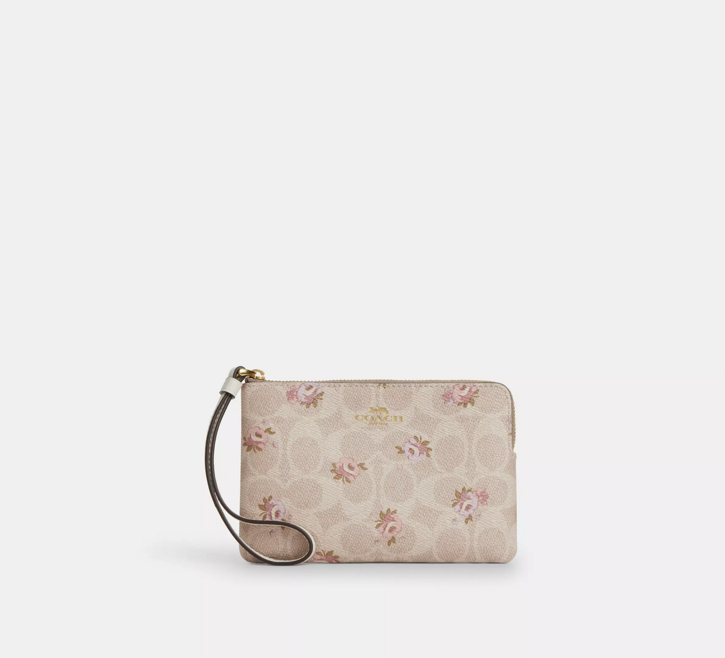Coach Corner Zip Wristlet In Signature Canvas With Floral Print