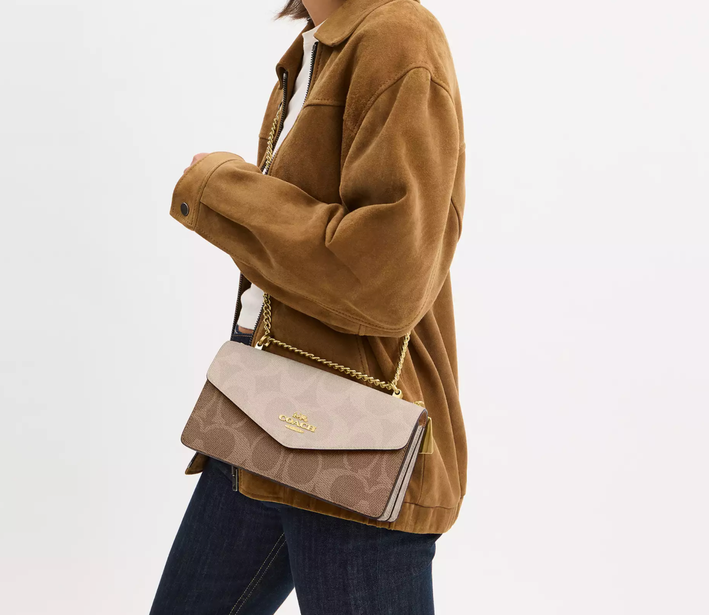Coach Klare Envelope Crossbody Bag In Blocked Signature Canvas