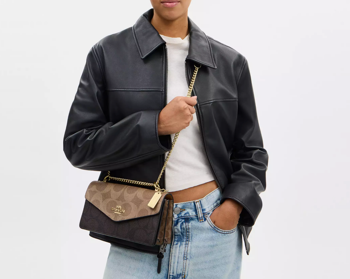 Coach Klare Envelope Crossbody Bag In Blocked Signature Canvas