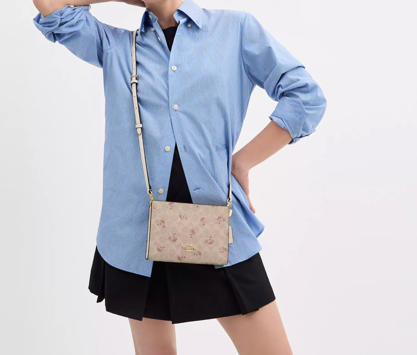 Coach Slim Crossbody Bag In Signature Canvas With Floral Print