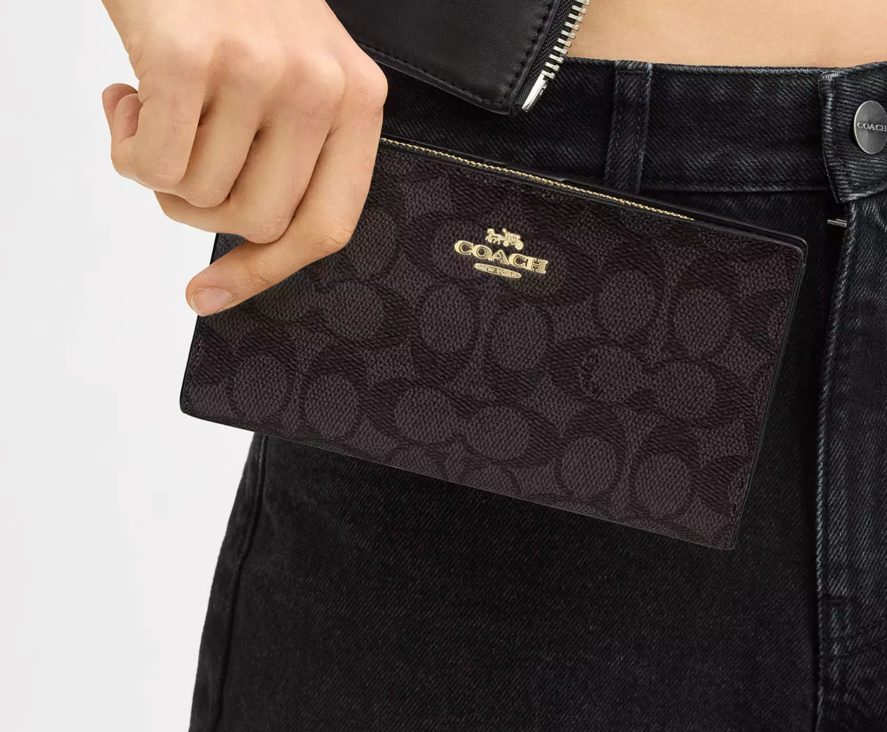 Coach Slim Zip Wallet In Signature Canvas