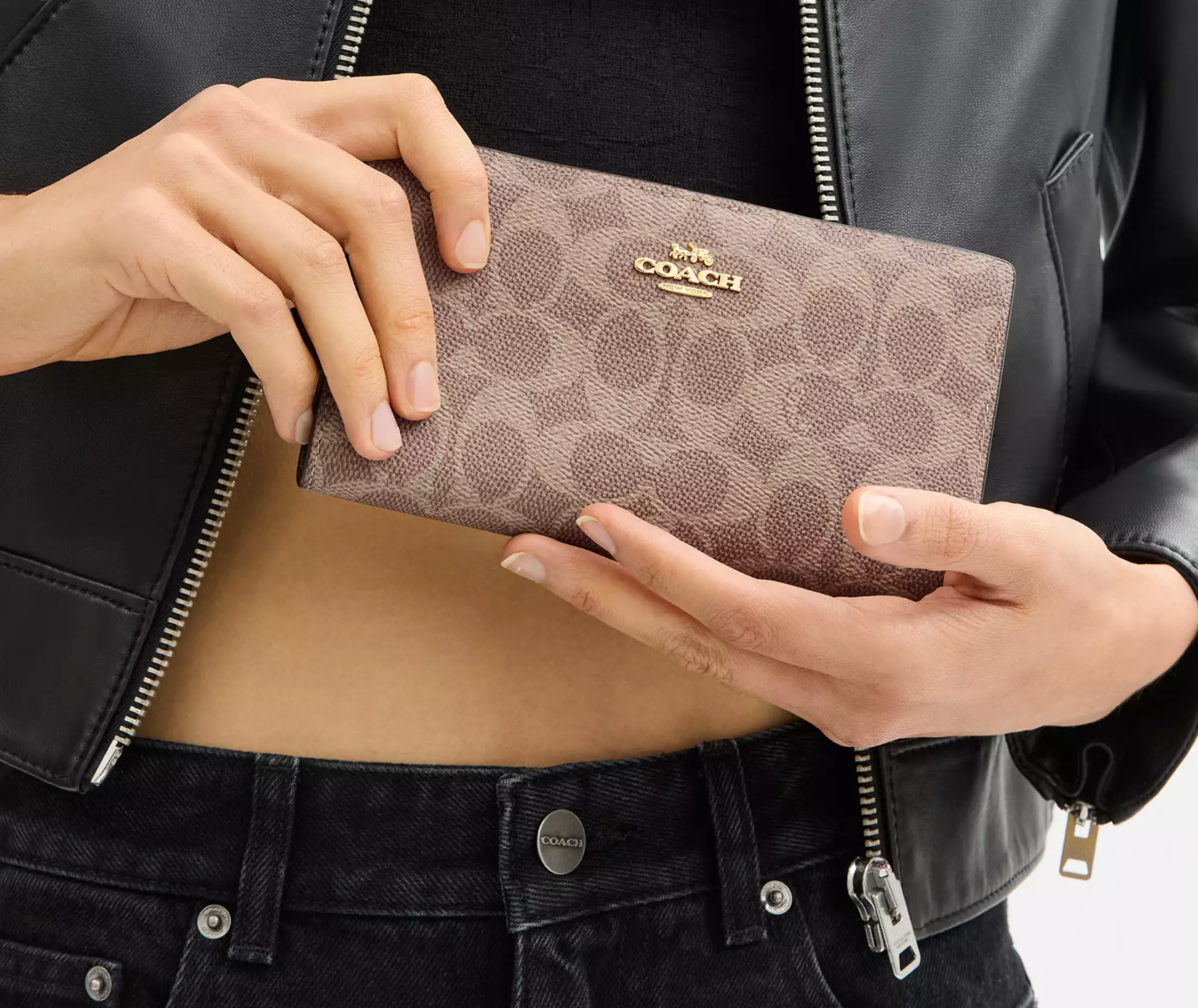Coach Slim Zip Wallet In Signature Canvas
