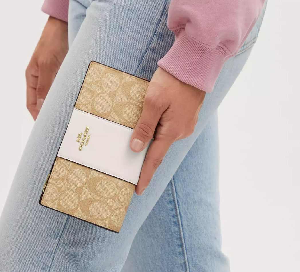 Coach Slim Zip Wallet In Signature Canvas With Stripe