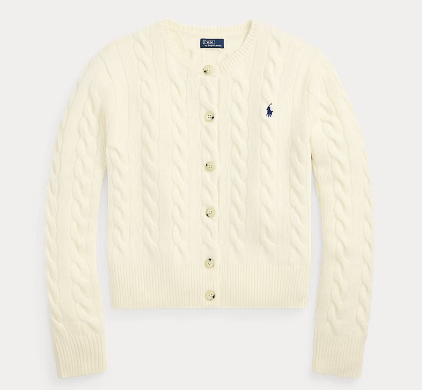 Polo Ralph Lauren Cable-Knit Wool-Cashmere Cardigan - Authentic Cream