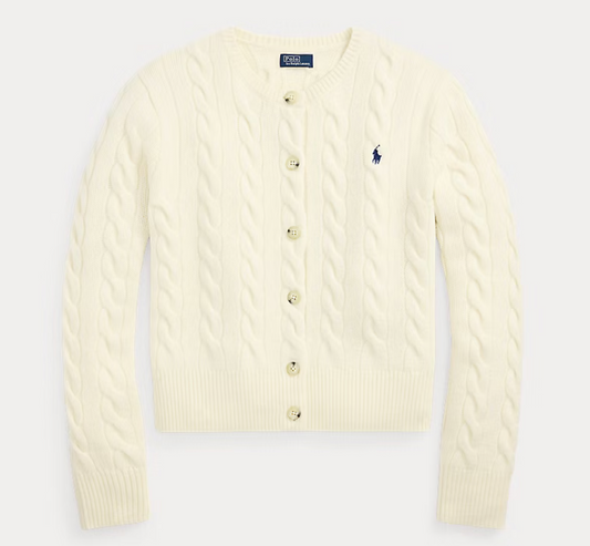 Polo Ralph Lauren Cable-Knit Wool-Cashmere Cardigan - Authentic Cream