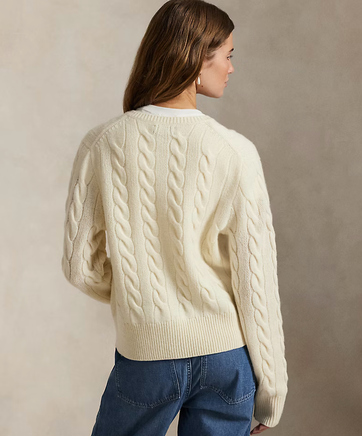 Polo Ralph Lauren Cable-Knit Wool-Cashmere Cardigan - Authentic Cream