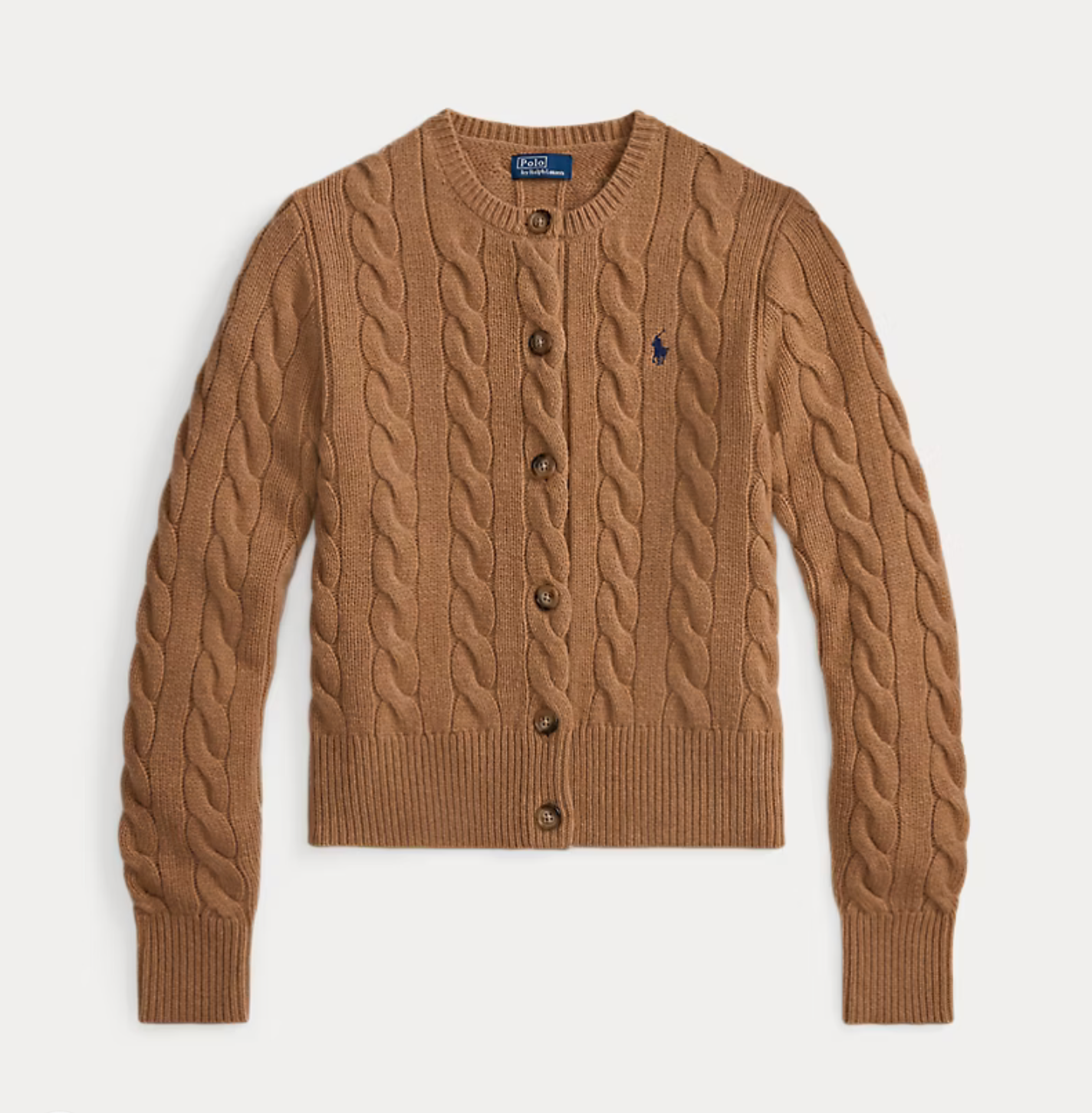 Polo Ralph Lauren Cable-Knit Wool-Cashmere Cardigan -  Collection Camel Melange