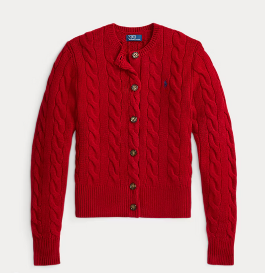 Polo Ralph Lauren Cable-Knit Wool-Cashmere Cardigan - Fireside Red