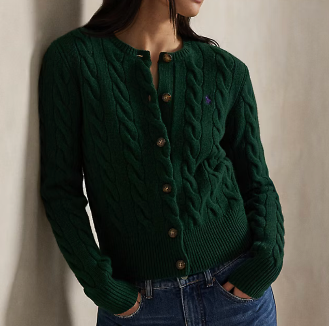 Polo Ralph Lauren Cable-Knit Wool-Cashmere Cardigan - Castleton Green