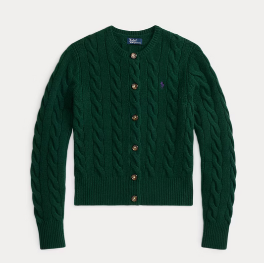 Polo Ralph Lauren Cable-Knit Wool-Cashmere Cardigan - Castleton Green