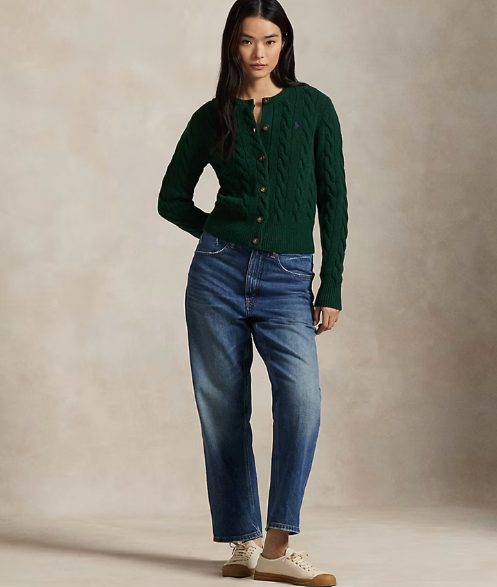 Polo Ralph Lauren Cable-Knit Wool-Cashmere Cardigan - Castleton Green