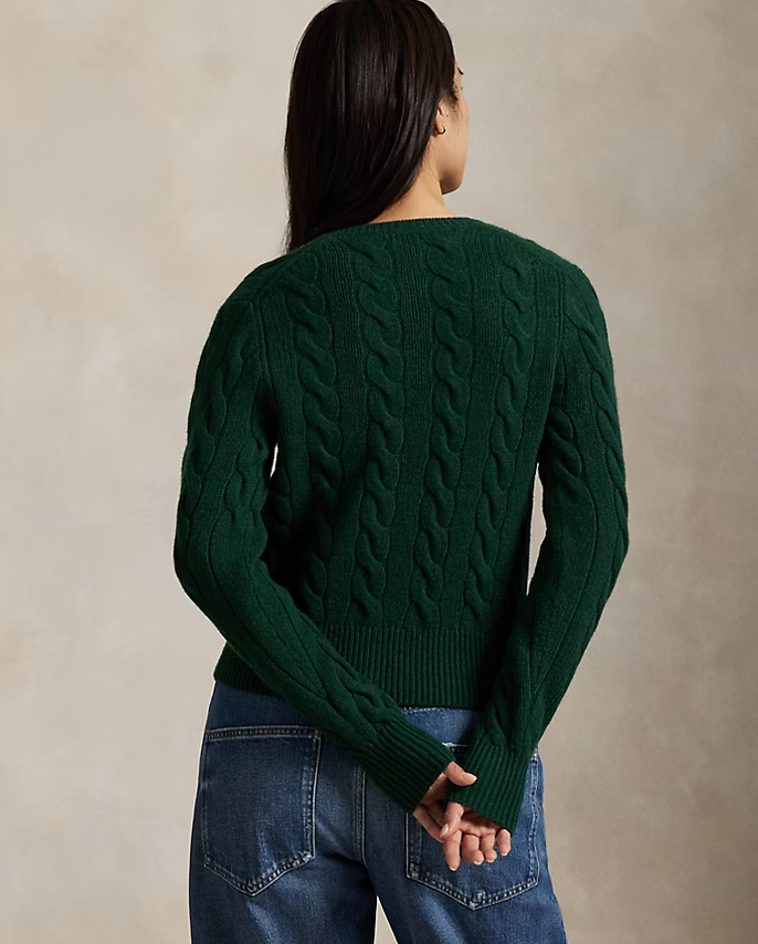 Polo Ralph Lauren Cable-Knit Wool-Cashmere Cardigan - Castleton Green