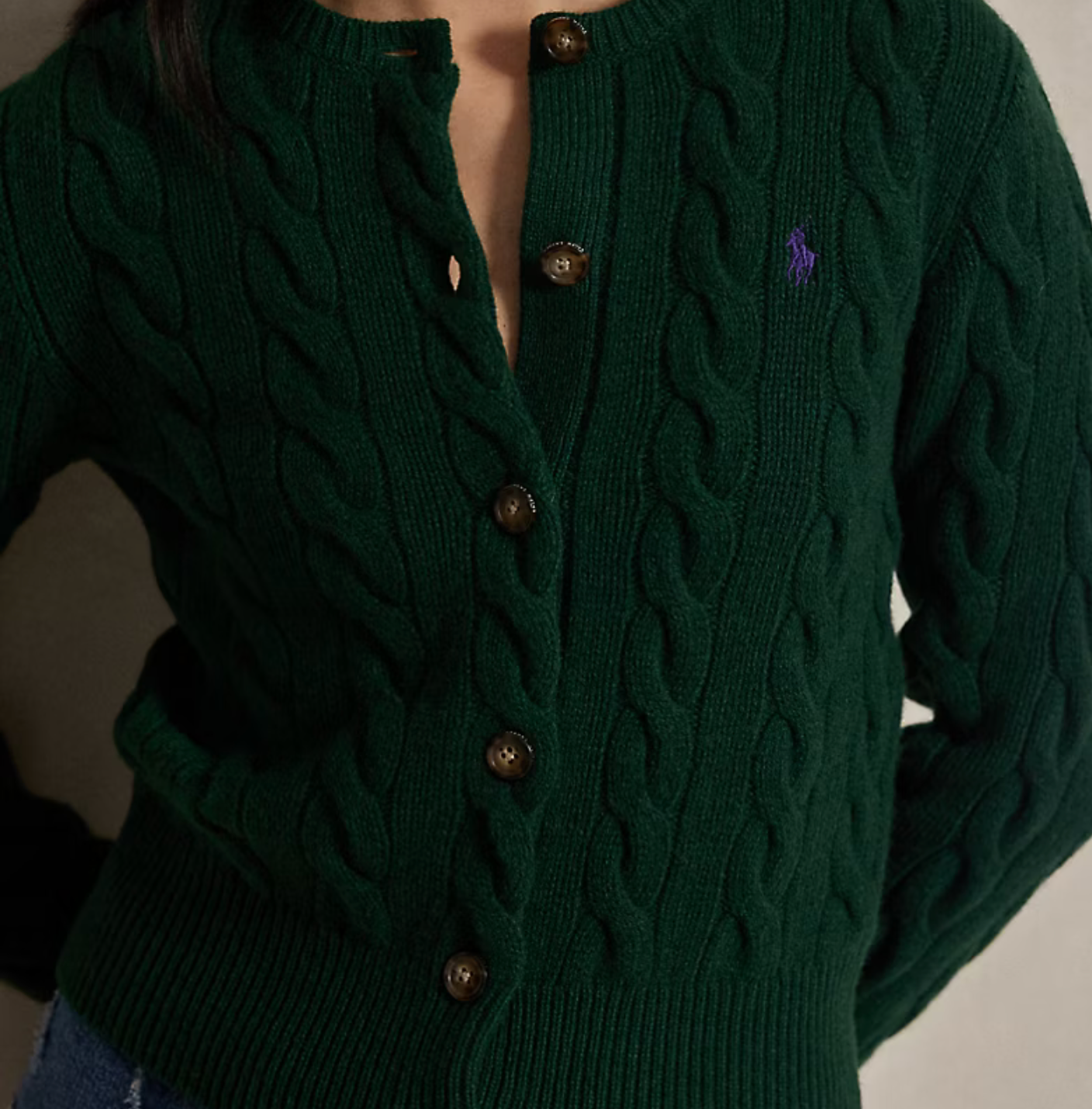 Polo Ralph Lauren Cable-Knit Wool-Cashmere Cardigan - Castleton Green