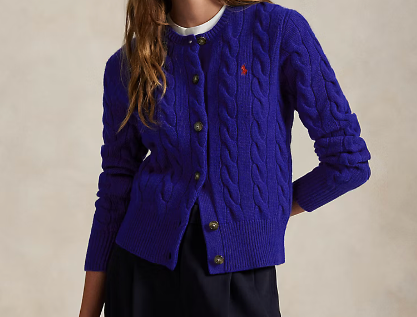Polo Ralph Lauren Cable-Knit Wool-Cashmere Cardigan - Active Royal