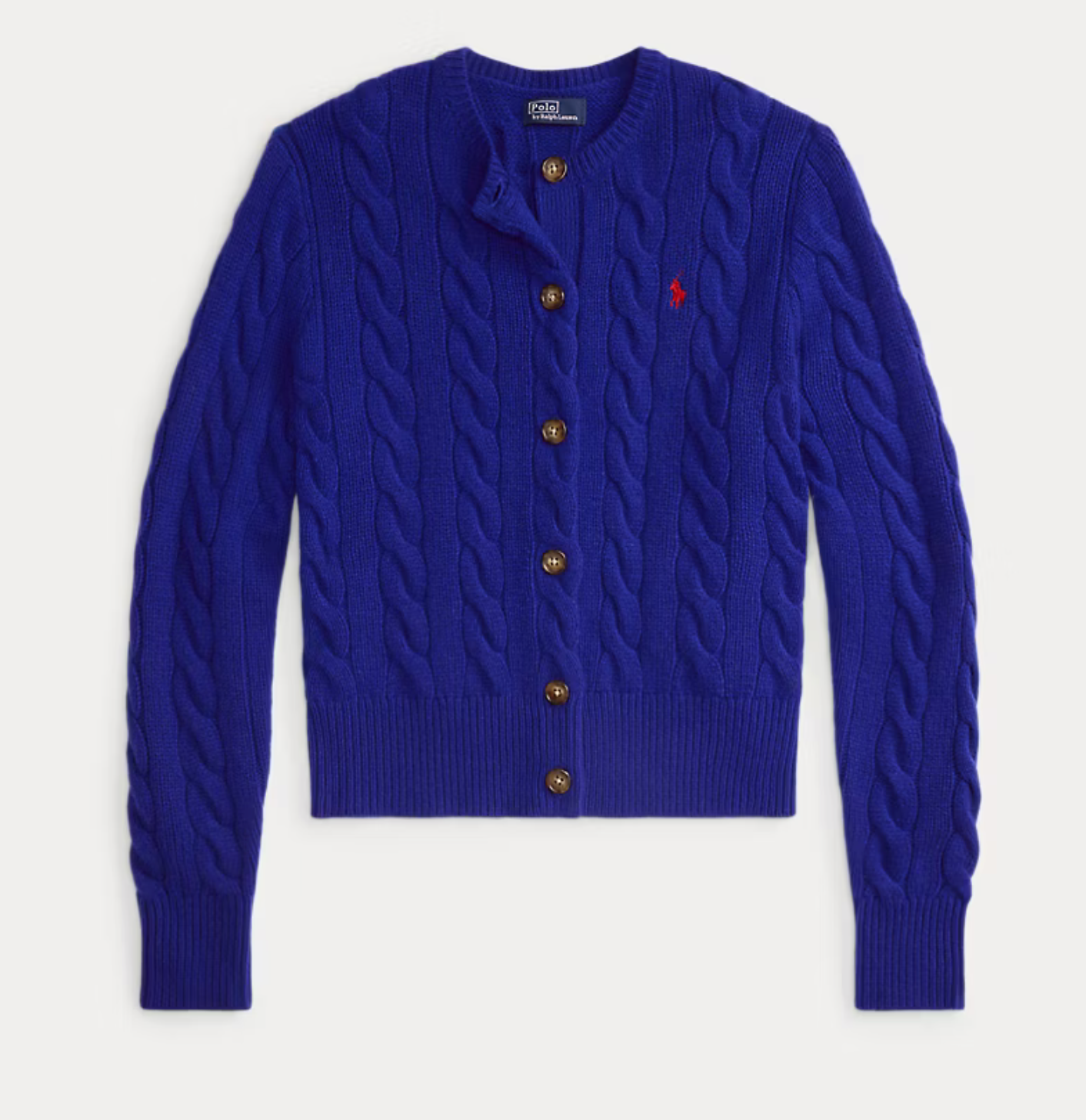 Polo Ralph Lauren Cable-Knit Wool-Cashmere Cardigan - Active Royal