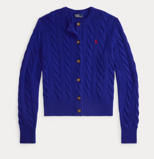 Polo Ralph Lauren Cable-Knit Wool-Cashmere Cardigan - Active Royal