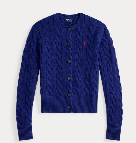 Polo Ralph Lauren Cable-Knit Wool-Cashmere Cardigan - Winter Night Navy
