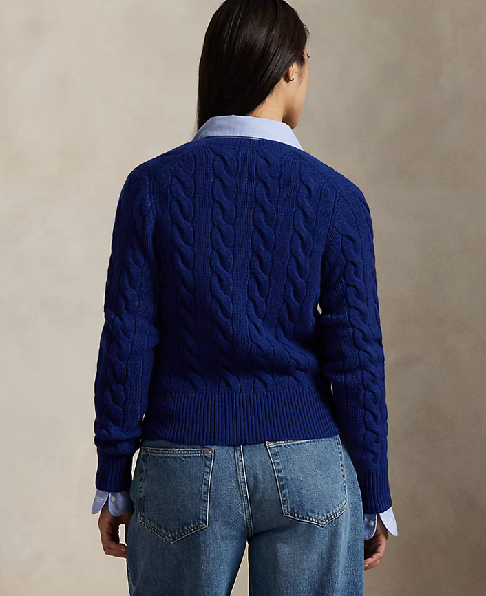 Polo Ralph Lauren Cable-Knit Wool-Cashmere Cardigan - Winter Night Navy