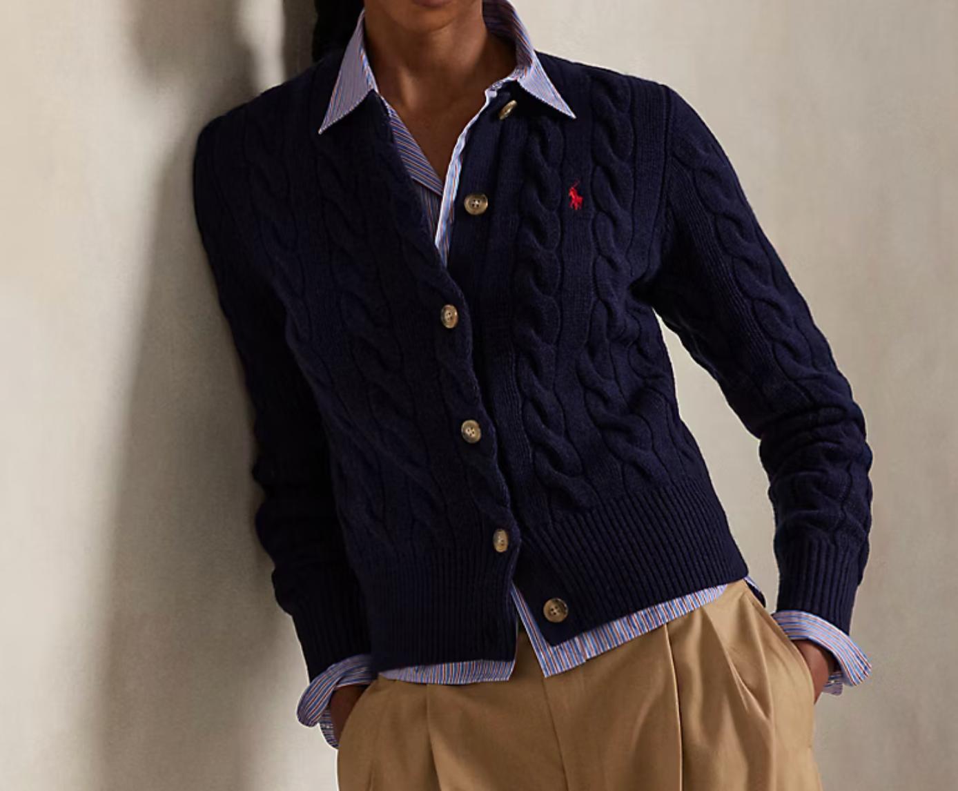 Polo Ralph Lauren Cable-Knit Wool-Cashmere Cardigan - Hunter Navy