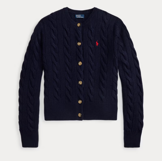 Polo Ralph Lauren Cable-Knit Wool-Cashmere Cardigan - Hunter Navy