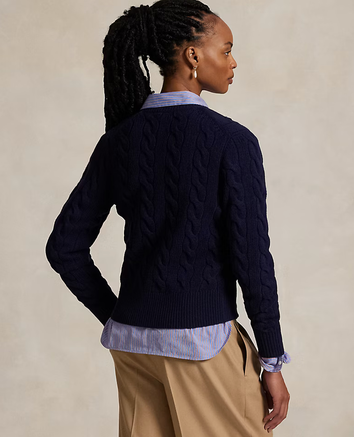 Polo Ralph Lauren Cable-Knit Wool-Cashmere Cardigan - Hunter Navy