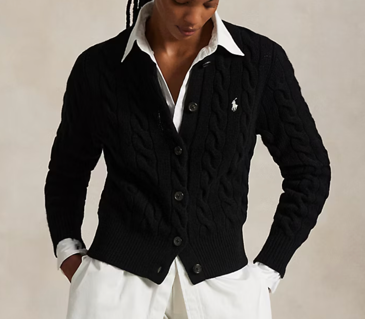 Polo Ralph Lauren Cable-Knit Wool-Cashmere Cardigan - Polo Black