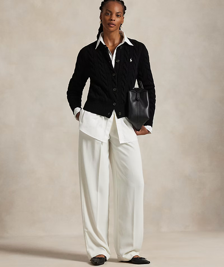 Polo Ralph Lauren Cable-Knit Wool-Cashmere Cardigan - Polo Black
