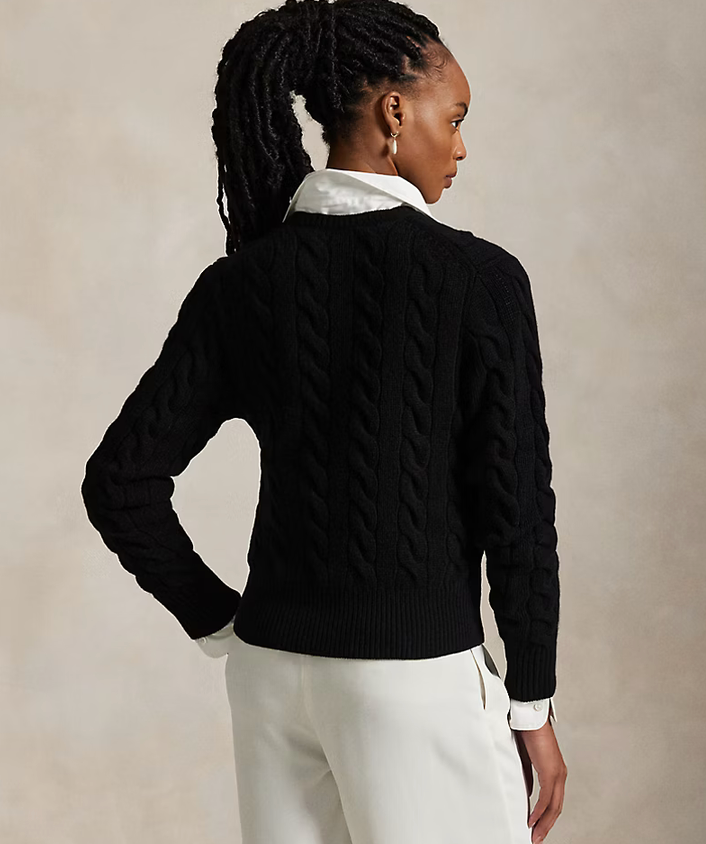 Polo Ralph Lauren Cable-Knit Wool-Cashmere Cardigan - Polo Black