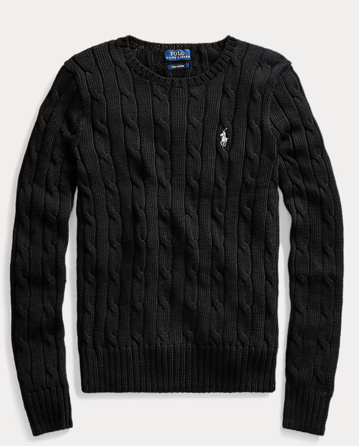 Polo Ralph Lauren Cable-Knit Cotton Crewneck Sweater - Polo Black White PP