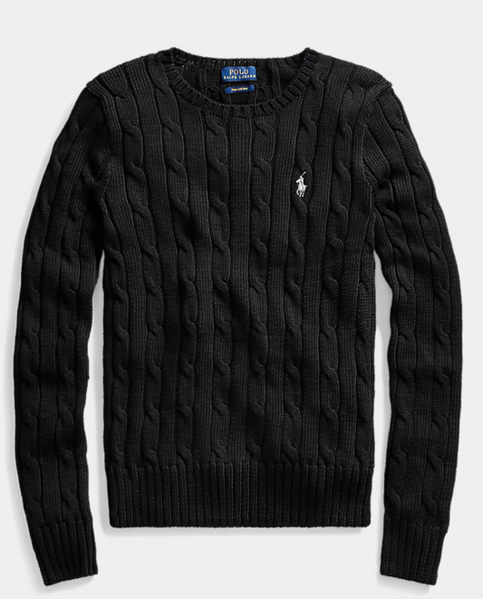 Polo Ralph Lauren Cable-Knit Cotton Crewneck Sweater - Polo Black White PP
