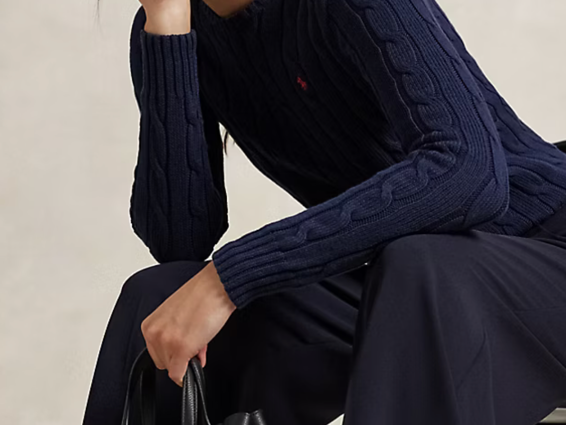 Polo Ralph Lauren Cable-Knit Cotton Crewneck Sweater - Hunter Navy