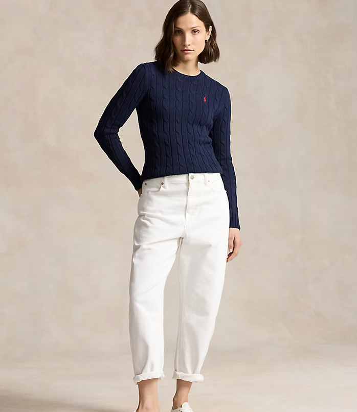 Polo Ralph Lauren Cable-Knit Cotton Crewneck Sweater - Hunter Navy