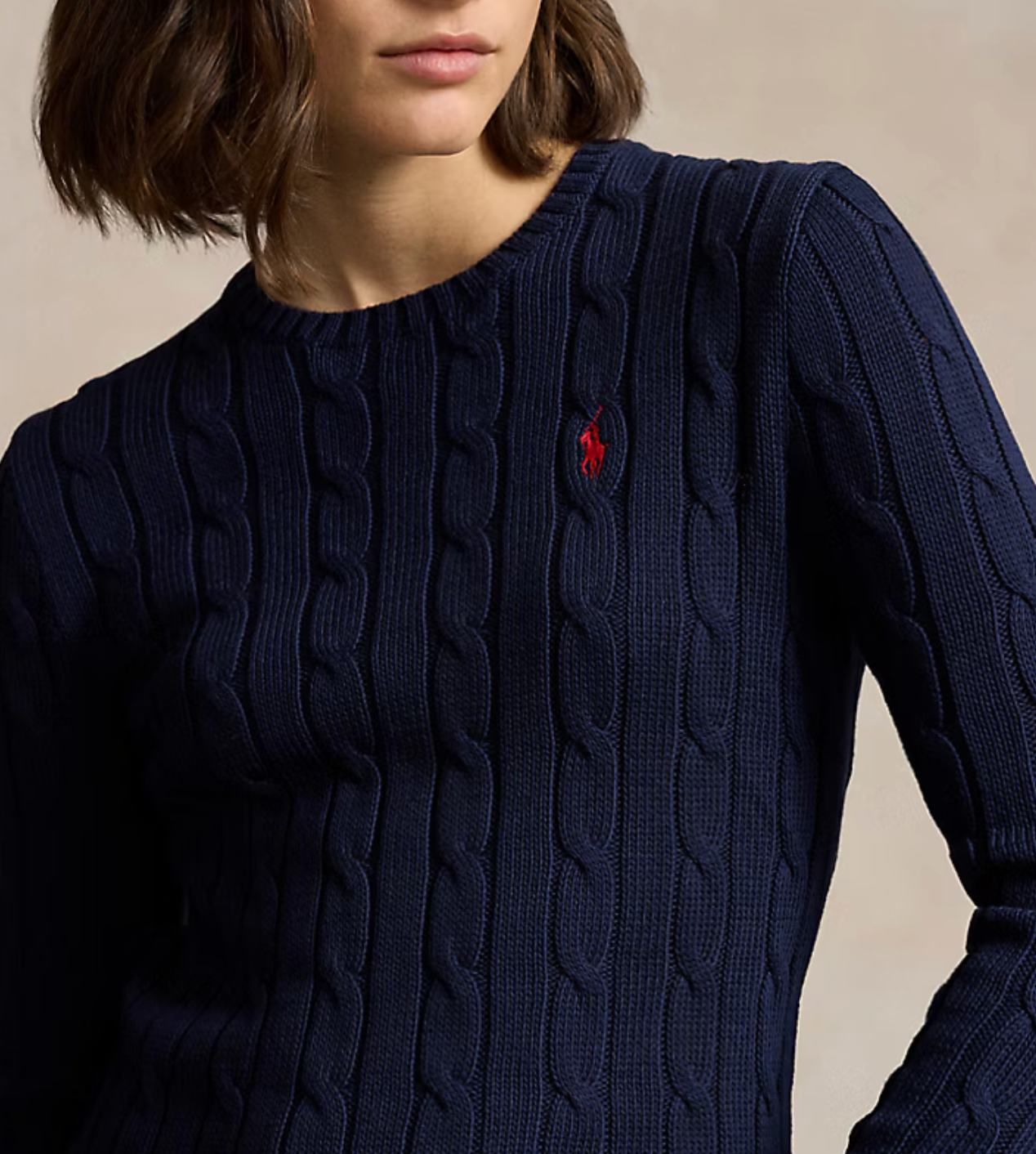 Polo Ralph Lauren Cable-Knit Cotton Crewneck Sweater - Hunter Navy