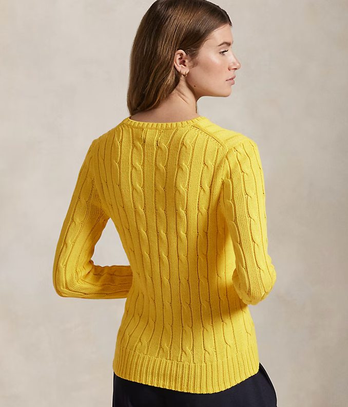 Polo Ralph Lauren Cable-Knit Cotton Crewneck Sweater - Trainer Yellow