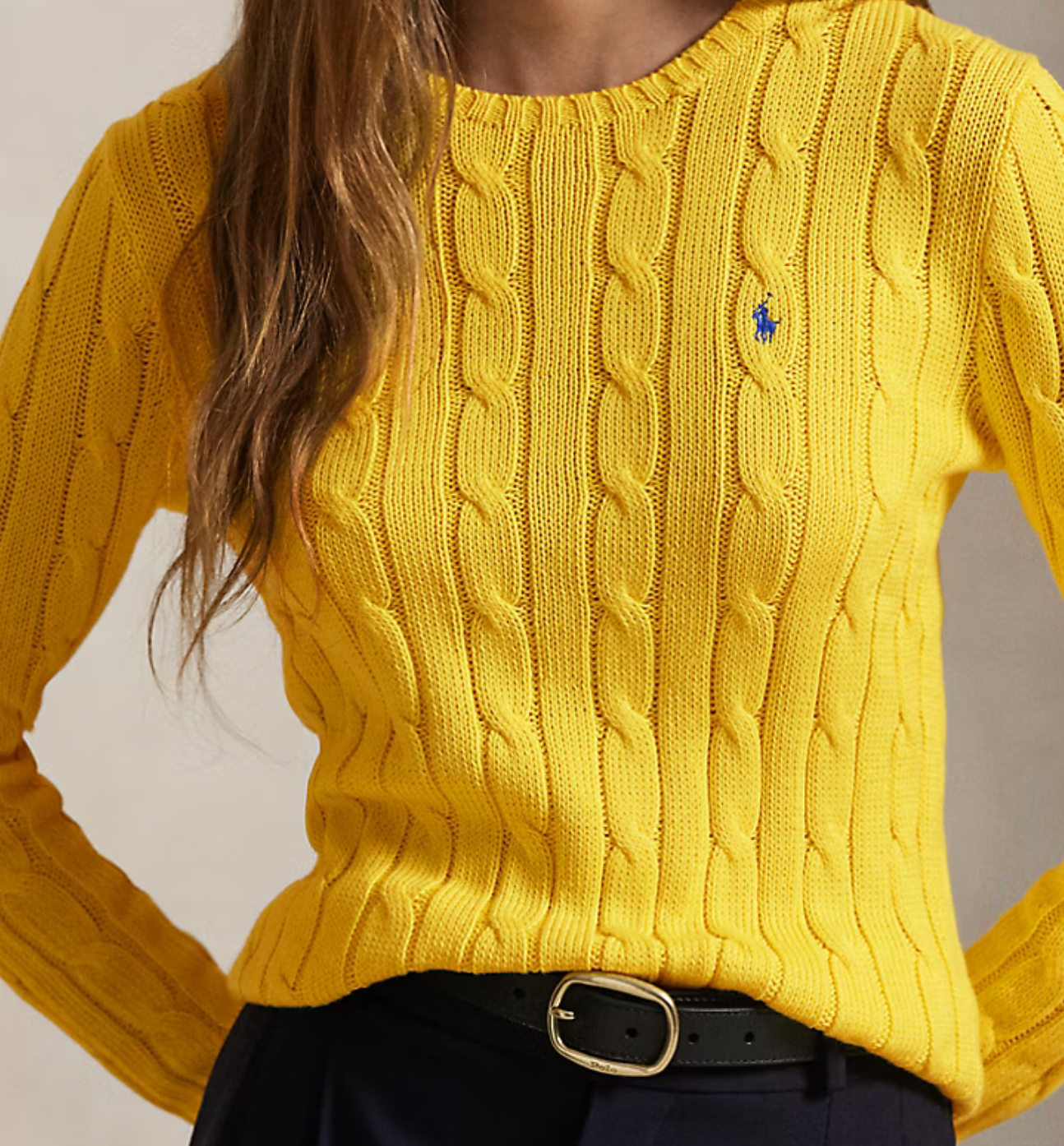 Polo Ralph Lauren Cable-Knit Cotton Crewneck Sweater - Trainer Yellow