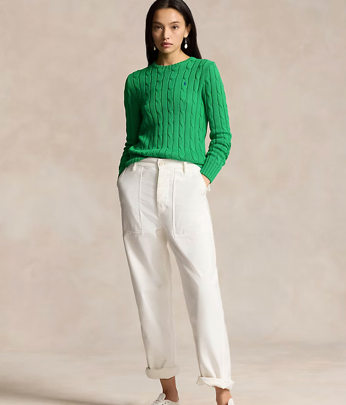 Polo Ralph Lauren Cable-Knit Cotton Crewneck Sweater - Preppy Green
