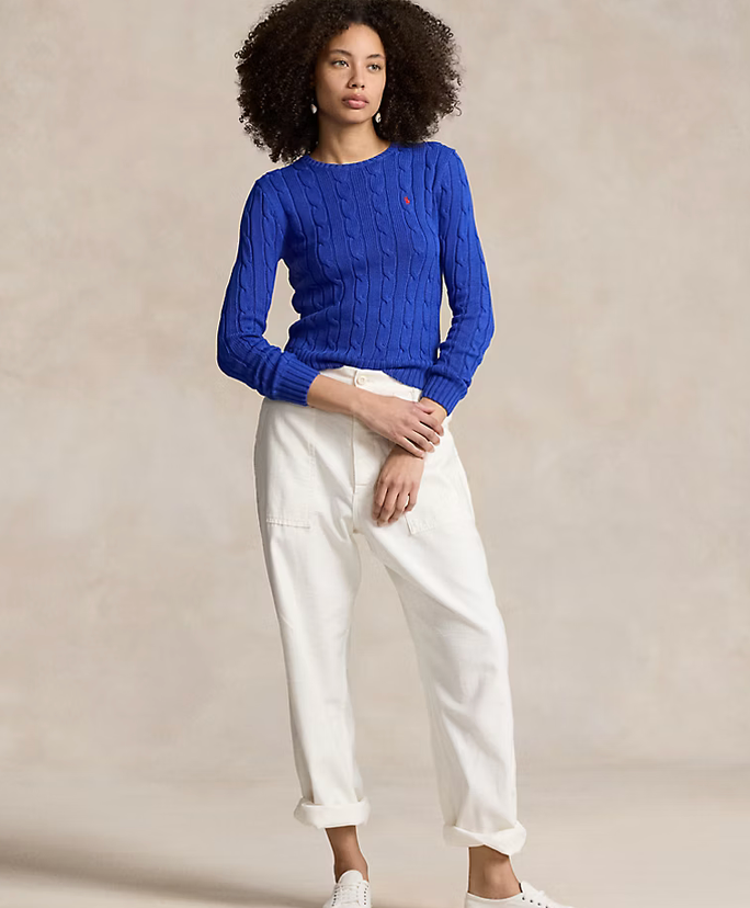 Polo Ralph Lauren Cable-Knit Cotton Crewneck Sweater - Rugby Royal