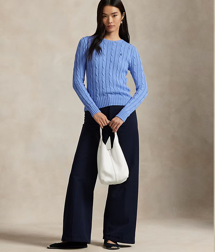 Polo Ralph Lauren Cable-Knit Cotton Crewneck Sweater - New Litchfield Blue